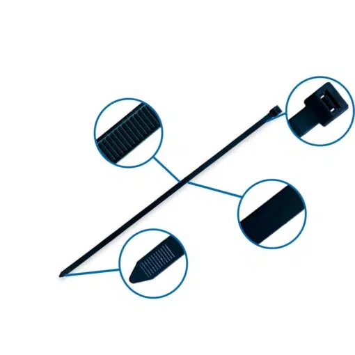 Sorte Genbrugsplast strips (Kabelbindere) - 370 x 7,6 mm (100 stk) - Billede 4