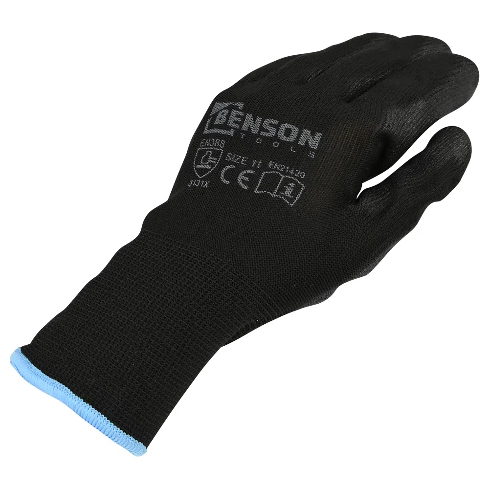Arbejdshandsker med skridsikkert greb, sort, str. 11