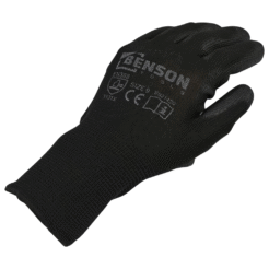 Arbejdshandsker med skridsikkert greb, sort, str. 9